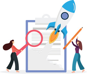 Checklist to complete project task,flat vector illustration.