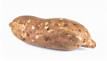 Obraz premium Greater Yams on Isolated White Background – Traditional African and Caribbean Tuber with Rounded Form and Soft Shadow Effect