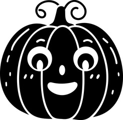 Happy pumpkin with smiling face and curly stem, perfect for Halloween decorations