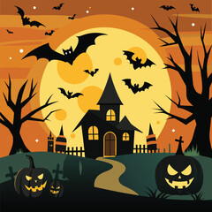 halloween background with pumpkin vector 