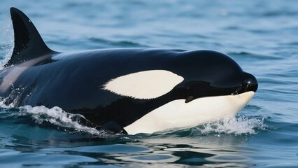 Fototapeta premium 海から顔を出すシャチ
