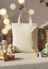 Blank tote bag in nursery