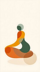 🔹 Modern Flow of Stillness 🔹
This abstract minimal illustration blends warm earthy tones with soft transitions, depicting a seated figure in a fluid and meditative form. The harmonious AI-generated 