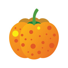 Whimsical orange pumpkin with polka dots illustration for halloween and autumn