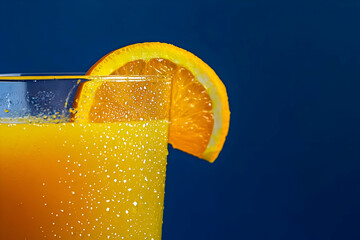 transparent glass filled with freshly squeezed orange juice