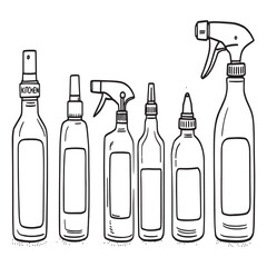 handheld sprayer simple line art vector illustration