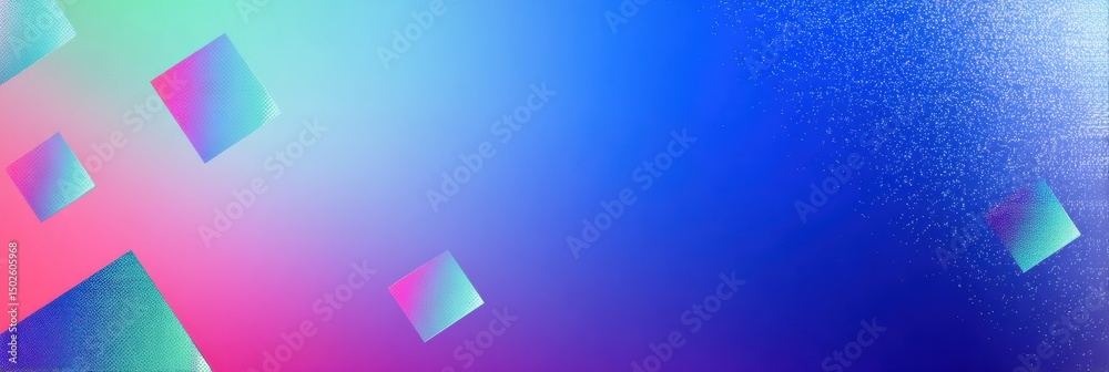 Aufkleber Colorful Gradient Background With Glitch-Style Stickers in the Corner, Perfect for Modern Graphic Design Projects