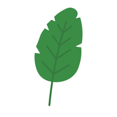 Minimalist Tropical Leaf Icon Flat Green Botanical Elements