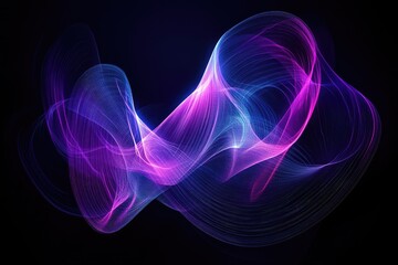 Fototapeta premium Abstract swirling shapes of vibrant purple and blue light against a dark background