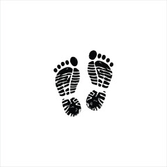 Vector logo footprint, shoe icon, sole imprint, minimalist vector logo black footsteps, walking symbol, track design, sneaker tread, path illustration