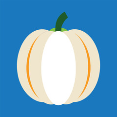 Simple flat vector illustration of a white pumpkin on a blue background