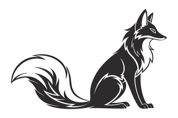Obraz premium silhouette fox elegant profile view sitting