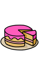 Vector of a cake cut into several percent, illustrating the division of shares, or the division of income, the division of results or percentages.