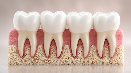 Detailed 3D Rendering of Complete Set of Primary Teeth on Soft Gum Tissue Model