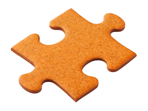 an orange textured puzzle piece with a rough surface representing connection and problem solving isolated on transparent background png 43453461 1