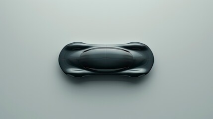 Top-down view of a sleek, dark gray car model