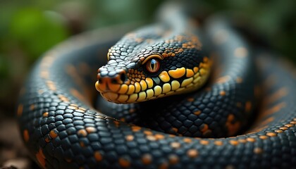 Fototapeta premium mystical forest snake with colorful scales