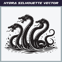 Mythical hydra silhouette vector illustration