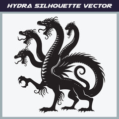 Mythical hydra silhouette vector illustration
