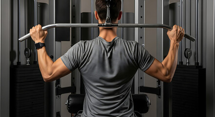Man Performing Lat Pulldowns Building Back Strength and Muscle