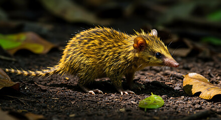 tenrec figure rare animal with beautiful feathers