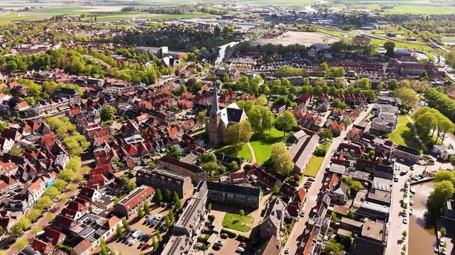 Aerial view of workum, netherlands, featuring saint gertrude church
