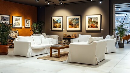 Serene Art Gallery Interior with Modern Furnishings