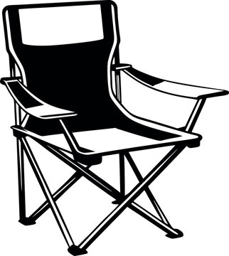 black camping chair outline clip art preview