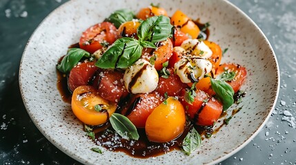 Tomato and Mozzarella Salad with Basil and Balsamic Glaze