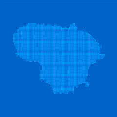 Blue halftone dot outline map background of Lithuania