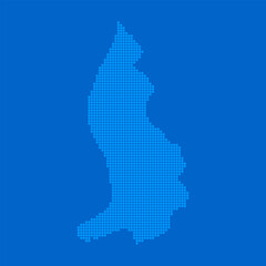 Obraz premium Blue halftone dot outline map background of Liechtenstein