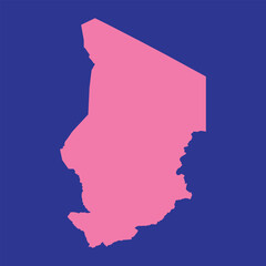 Chad Map Blue With Pink Background