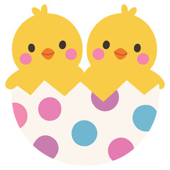 Obraz premium Easter Hatching Chicks in Eggshell Illustration, Happy Easter Day Clipart, Easter Festival Cultural Holiday Design Sublimation 