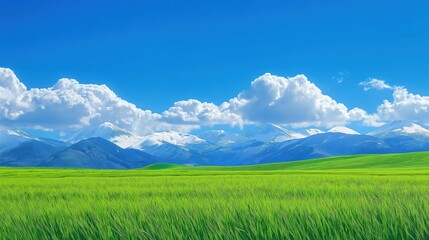 Fototapeta premium Beautiful green landscape with mountains