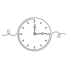 clock. one line drawing as a symbol of time