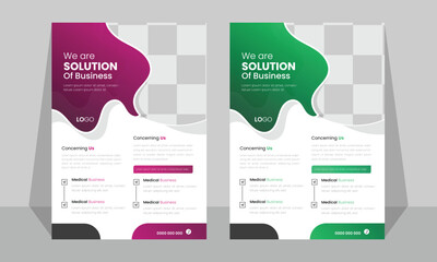 Corporate Business Flyer Template &ndash; Editable Modern Layout in Green and Purple Design


