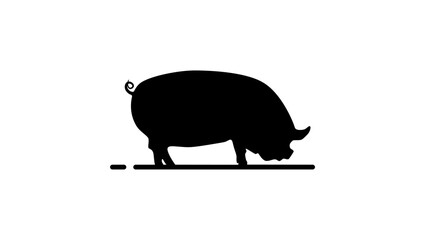 Middle White pig, black isolated silhouette
