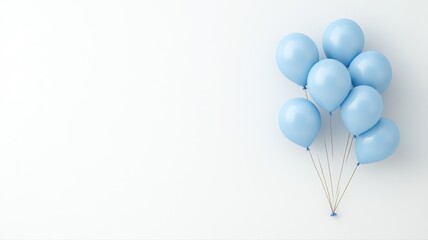 Bunch of Blue Balloons Floating on White Background balloons blue bunch floating balloon light blue
