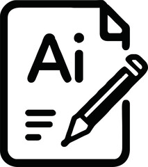 Obraz premium Flat icon of a document with a AI logo and digital pen, minimal vector style, clean and modern, white background