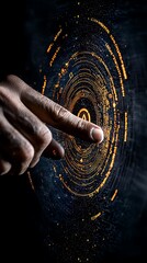 Hand Interacting With Glowing Digital Interface