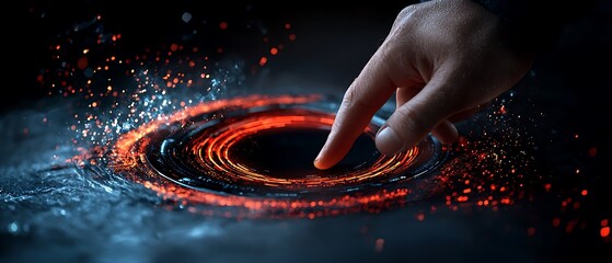 Hand Interacting with Glowing Energy Spiral