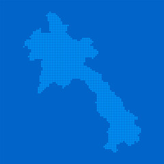 Blue halftone dot outline map background of Laos
