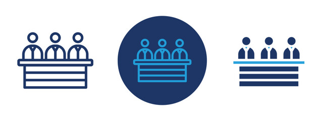 Set of colored pixel perfect committee board icon  with 1 unexpanded, 1 silhouette, Icon of a committee board, representing decision-making, organization, and teamwork.