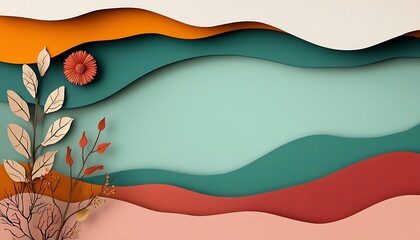 Layered Paper Art Autumn Design with Floral Elements