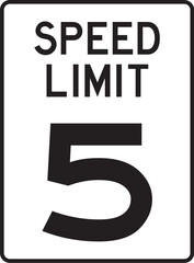 speed limit 5 sign on white background for traffic regulation