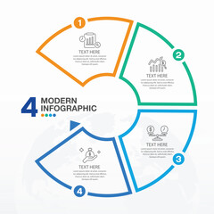 Basic circle infographic template with 4 steps.