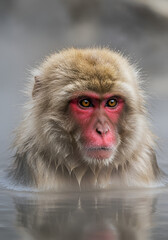 Obraz premium Monkey in hot spring