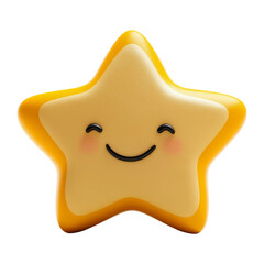 Smiling Yellow Star Character with Transparent Background