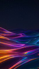 Abstract Glowing Neon Wave and Starry Night Background Illustration