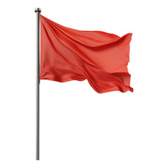 Red Flag on Silver Pole with Transparent Background for Various Uses